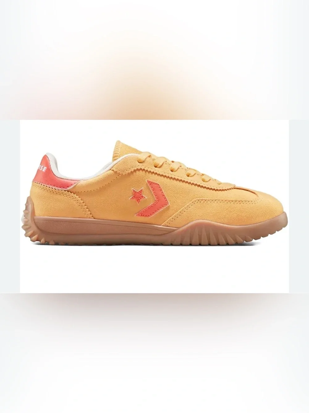 Converse Low-Top Suede Sneakers in Yellow with Coral Accents